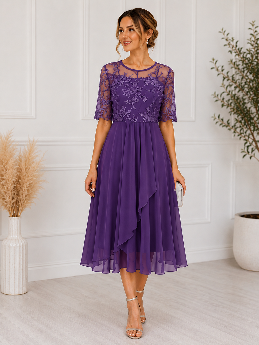 Women's Lace Midi Dress