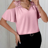 Off-Shoulder Lace-Trim Top detail