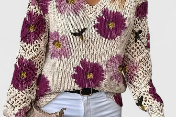 Women's V-Neck Knit Sweater | Soft Feminine Pullover