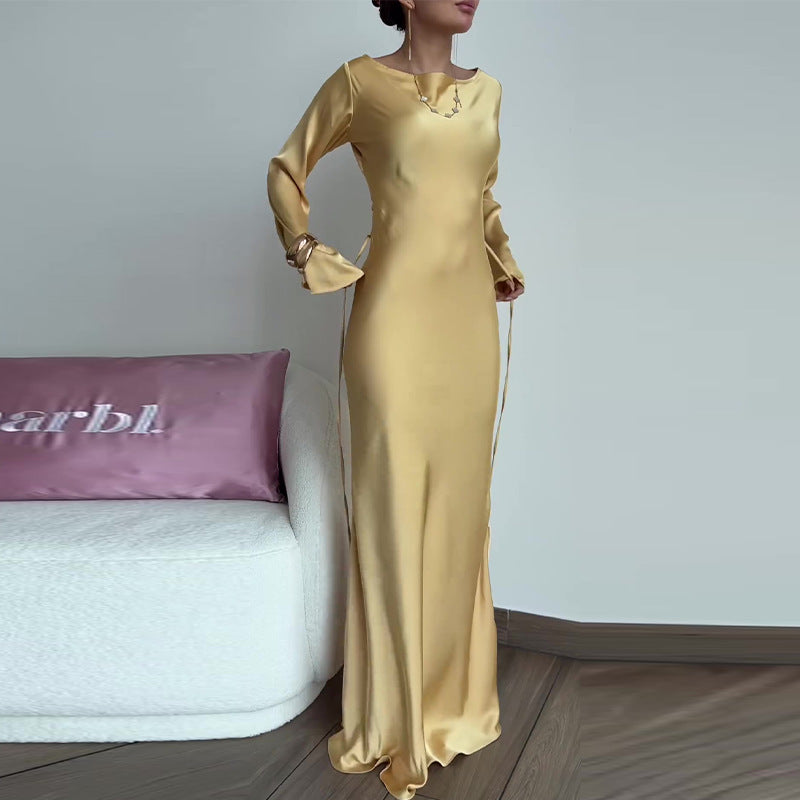 Long Sleeve Maxi Dress - Yellow