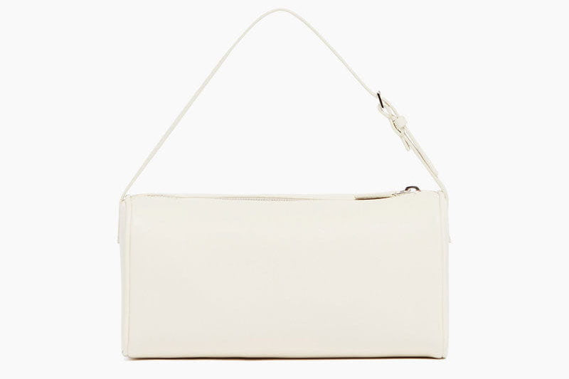 Women's Smooth White Leather Baguette Shoulder Bag | Minimal '90s Shoulder Bag