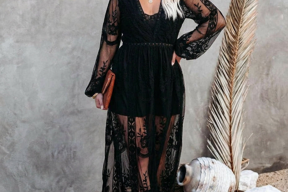 Women's Floor-Length V-Neck Maxi Dress | Elegant Flowing Split Gown
