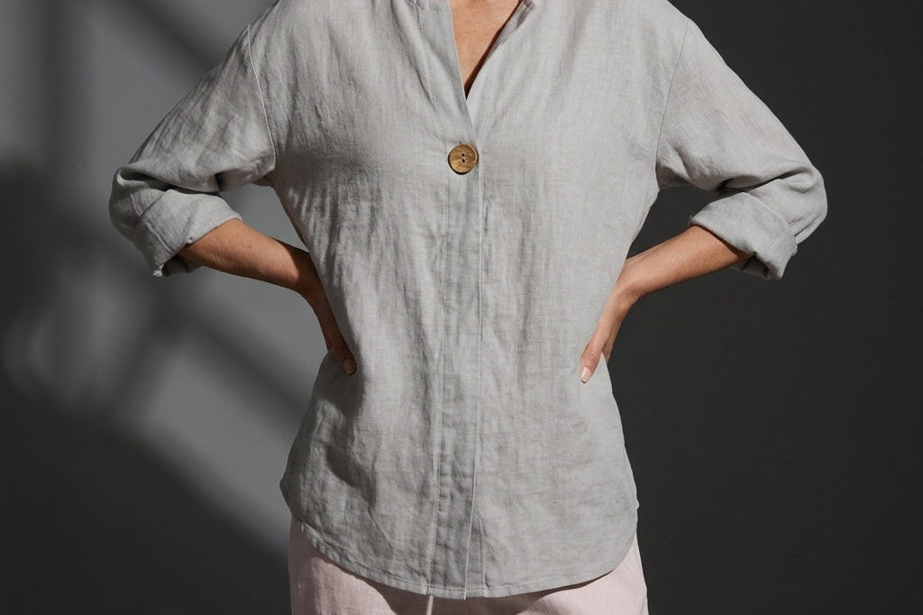 Women's Linen Button-Up Blouse | Breathable Relaxed Everyday Shirt