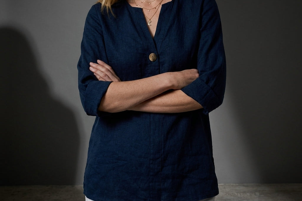 Women's Linen Button-Up Blouse | Breathable Relaxed Everyday Shirt