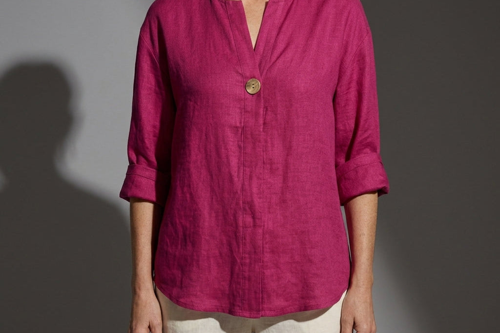 Women's Linen Button-Up Blouse | Breathable Relaxed Everyday Shirt