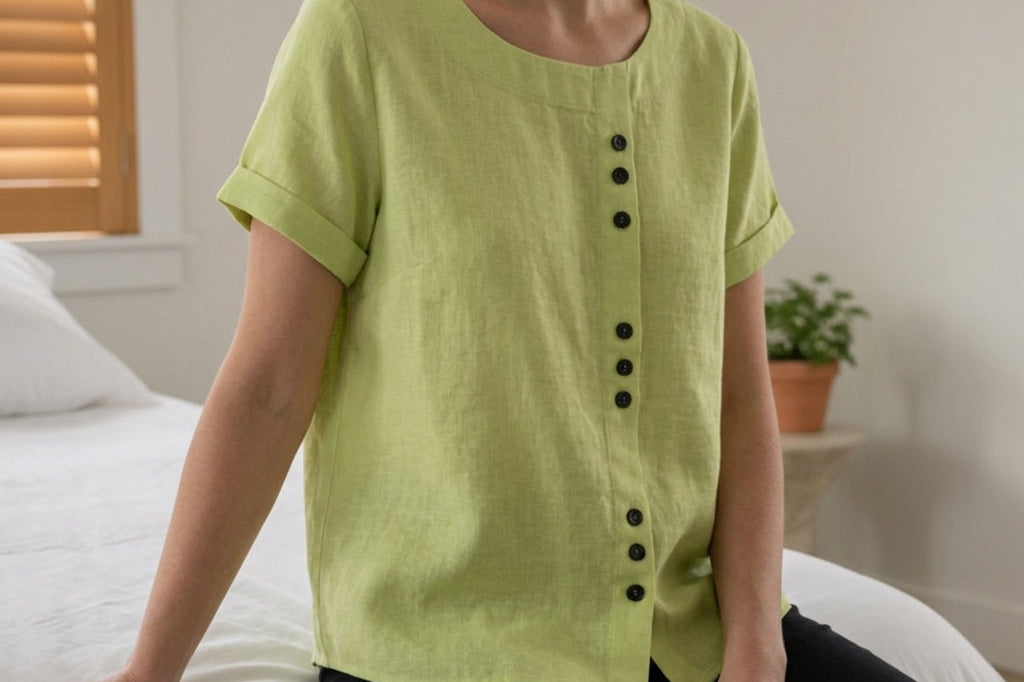 Women's Linen Button-Front Top | Breezy Relaxed Summer Shirt
