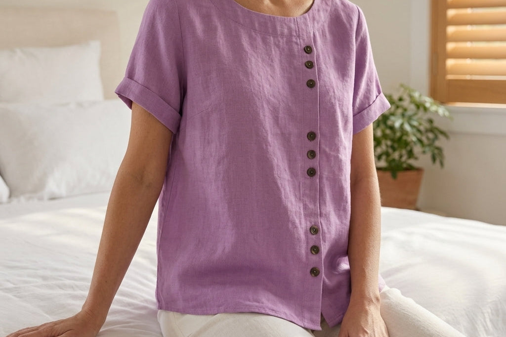 Women's Linen Button-Front Top | Breezy Relaxed Summer Shirt