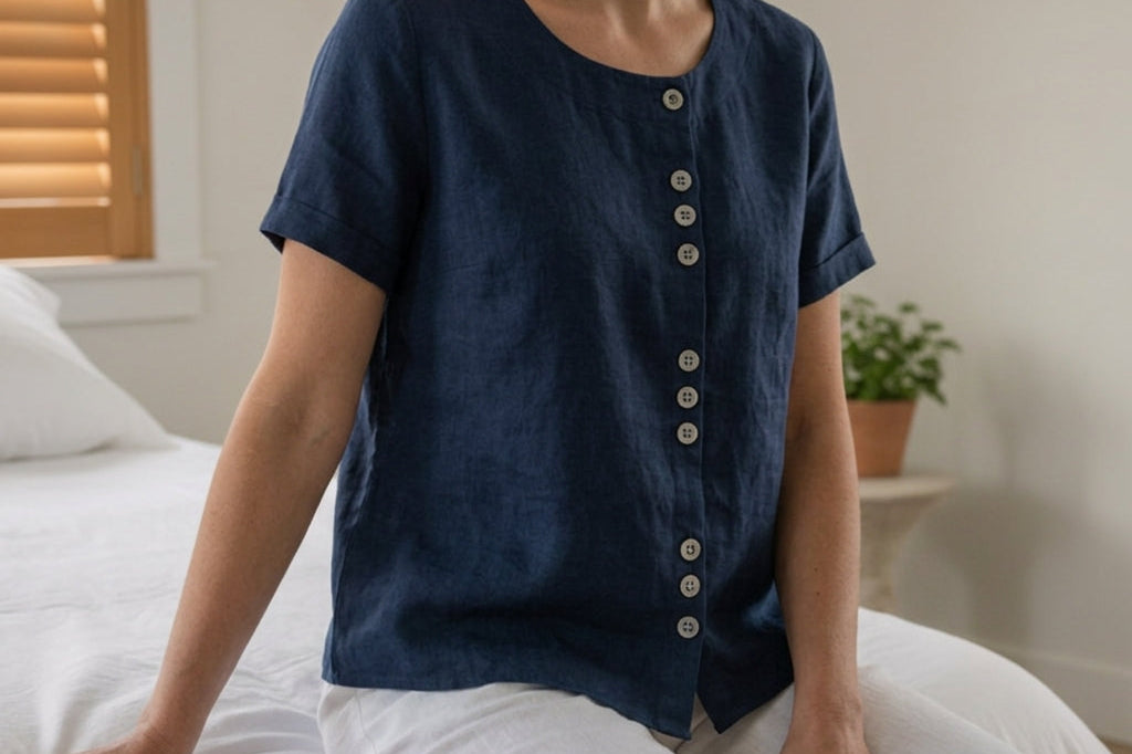 Women's Linen Button-Front Top | Breezy Relaxed Summer Shirt
