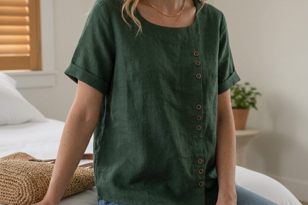 Women's Linen Button-Front Top | Breezy Relaxed Summer Shirt