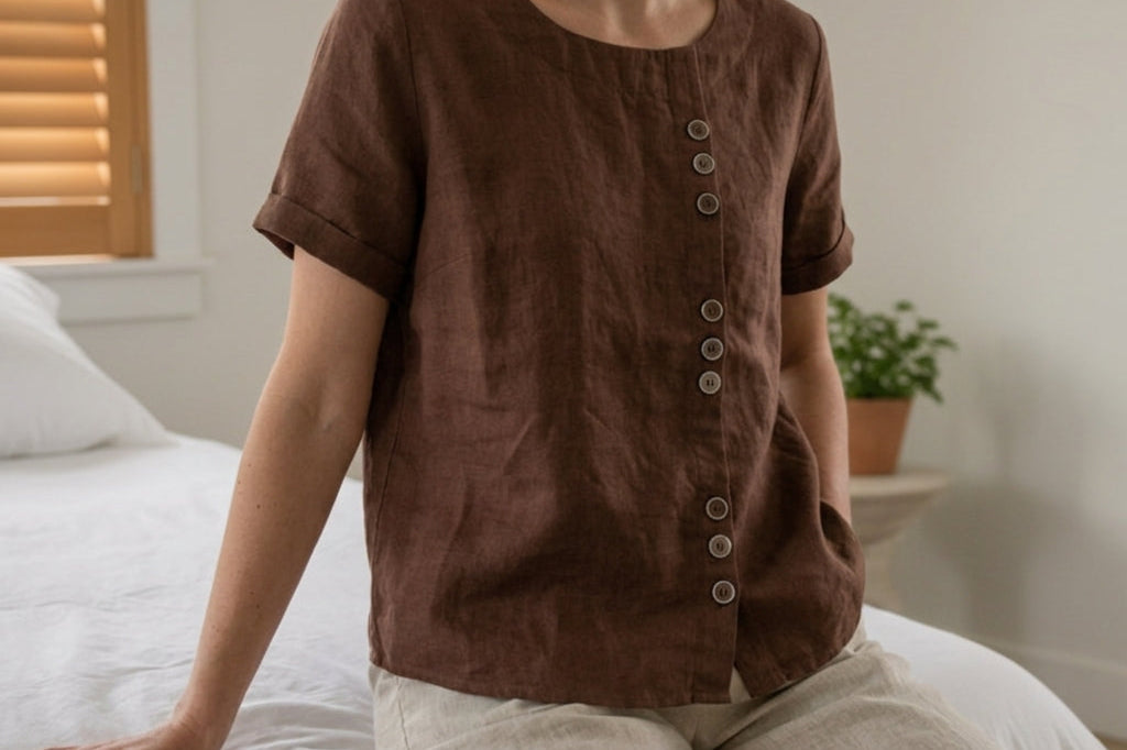 Women's Linen Button-Front Top | Breezy Relaxed Summer Shirt