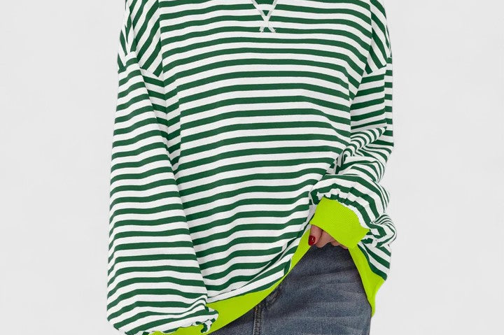 Women's Striped Knit Sweater | Cozy Round-Neck Pullover