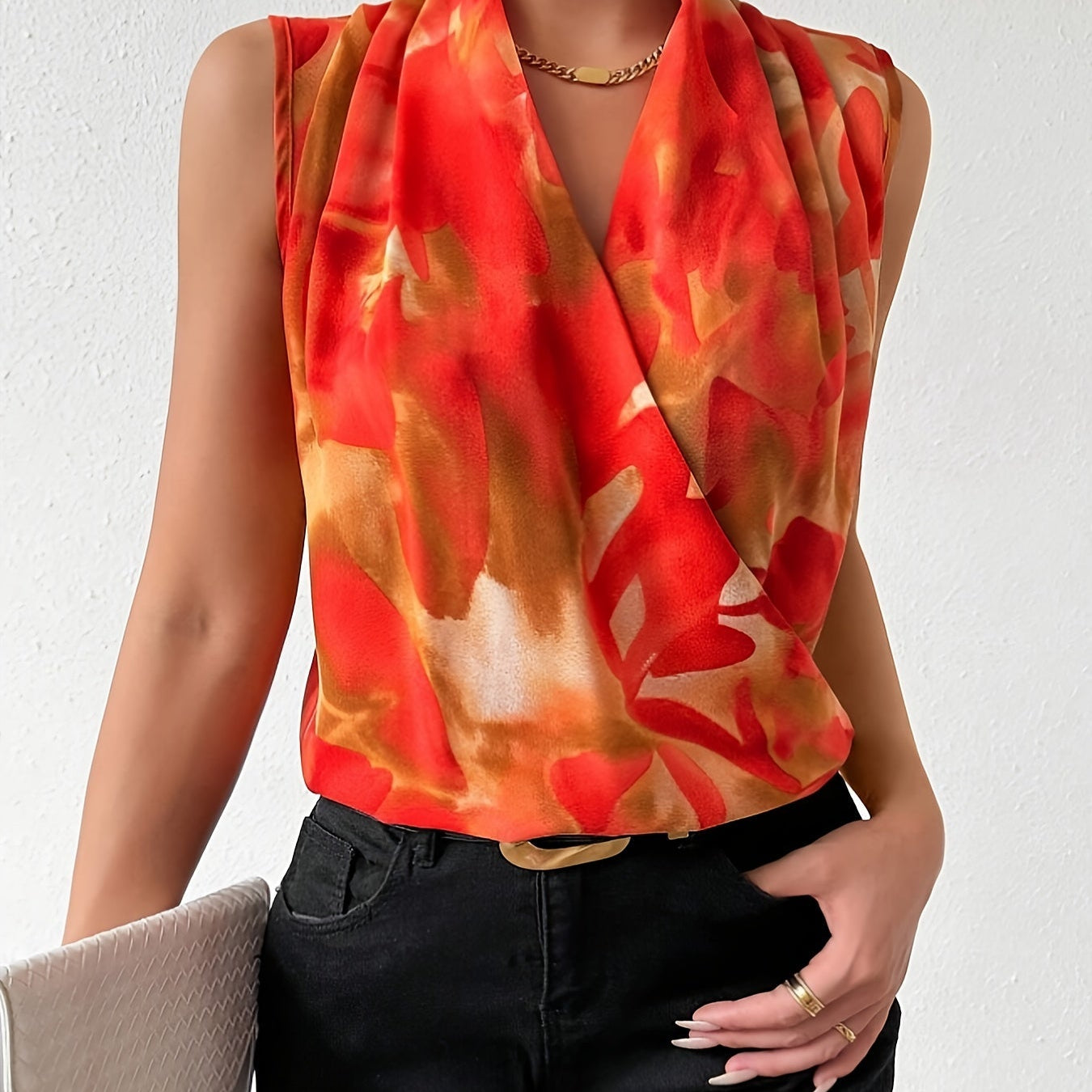Sleeveless Wrap Blouse