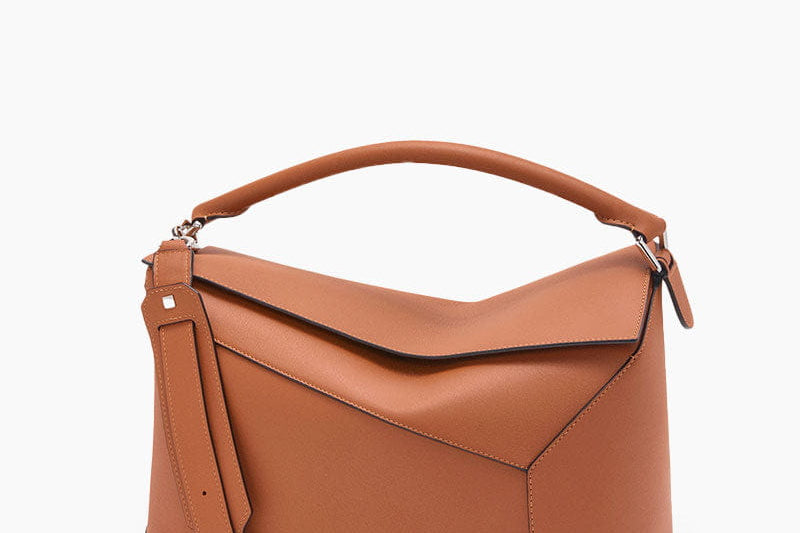 Women's Panelled Smooth Leather Handbag | Architectural Large Shoulder Bag