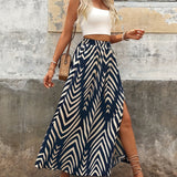Boho Graphic Print Maxi Skirt back