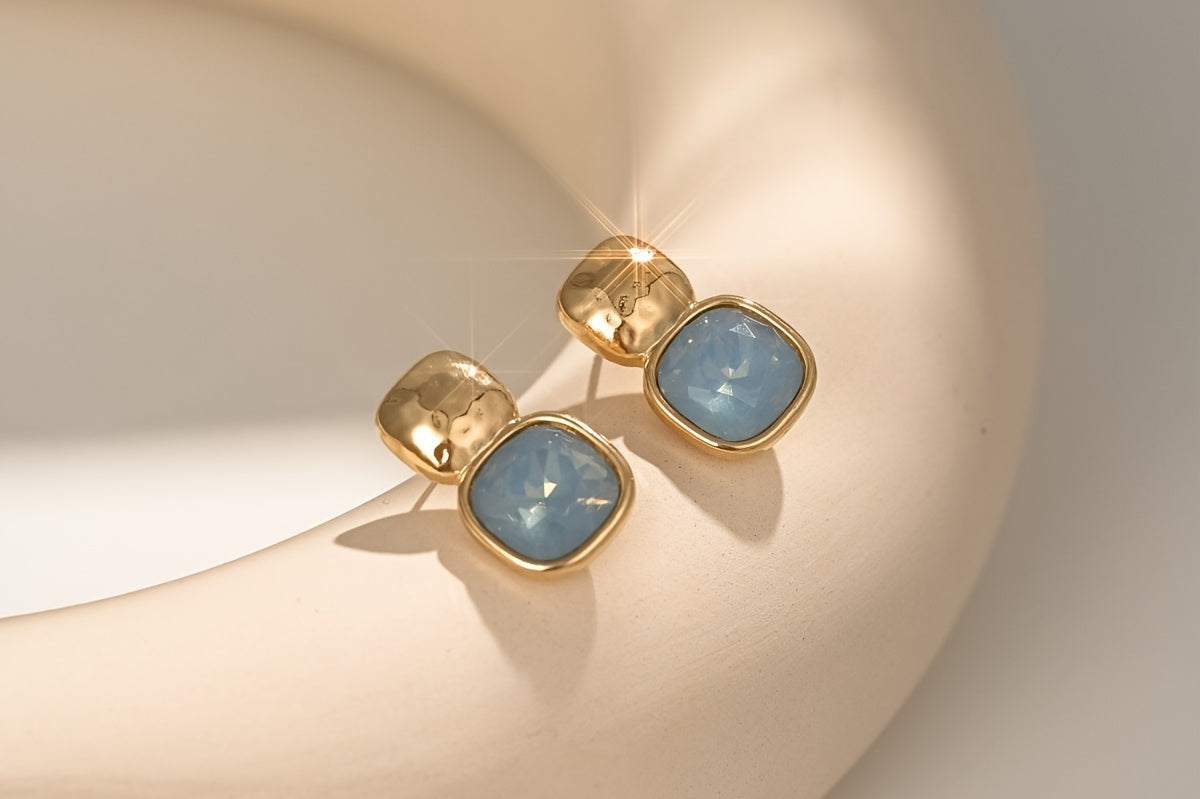 Women's Geometric Square Drop Earrings | Gold-Tone Statement Jelly Earrings