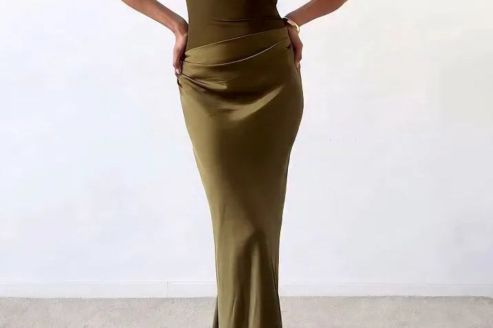 Adelheid - Women's One-Shoulder Draped Maxi Gown