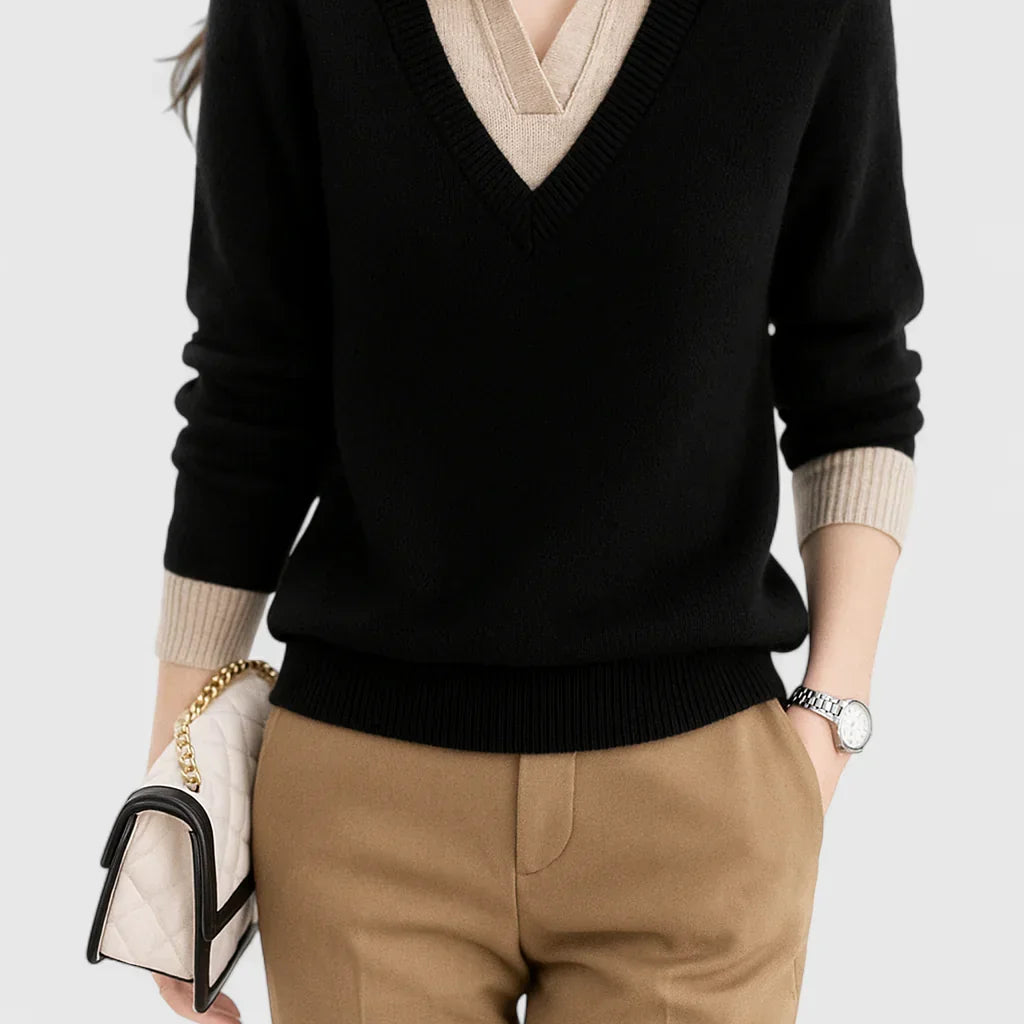 Women's Collared Knit Sweater | Refined Button-Cuff Pullover