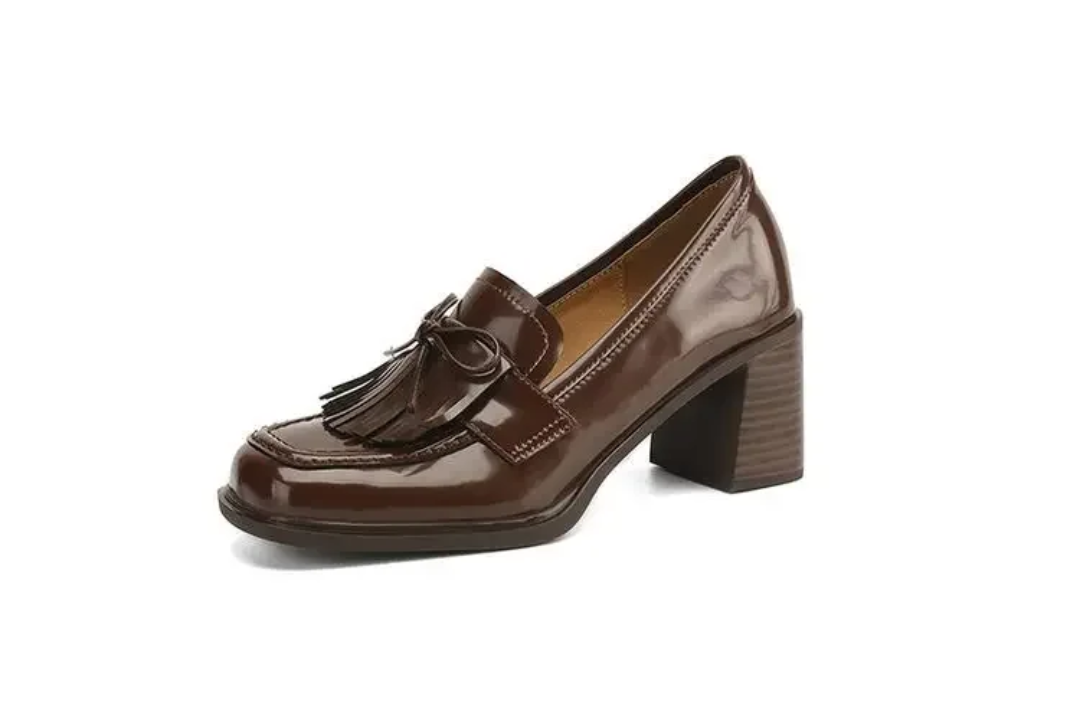 Women's Tassel Loafer Pumps | Round Toe Block Heel Loafers