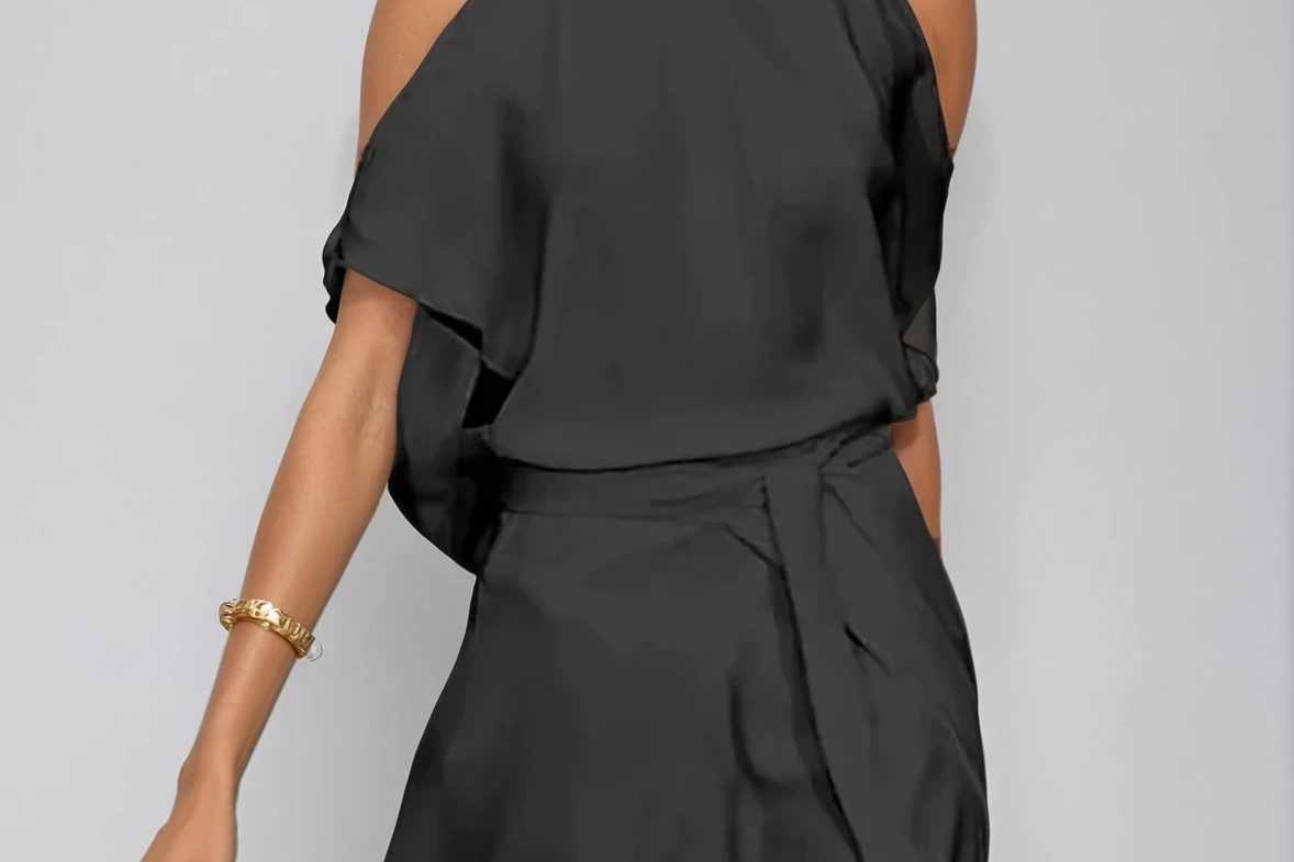 Women's Off-Shoulder Midi Dress | Asymmetric Shirt-Style Midi Dress