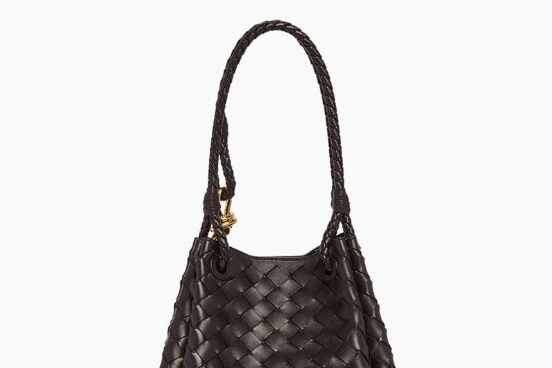 Women's Woven Leather Knot Handle Bag | Petite Parisian Top Handle Bag