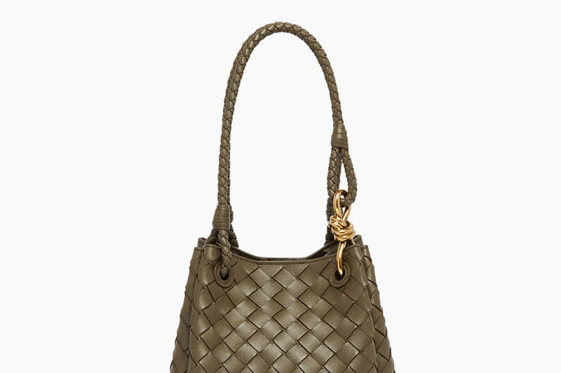 Women's Woven Leather Knot Handle Bag | Petite Parisian Top Handle Bag