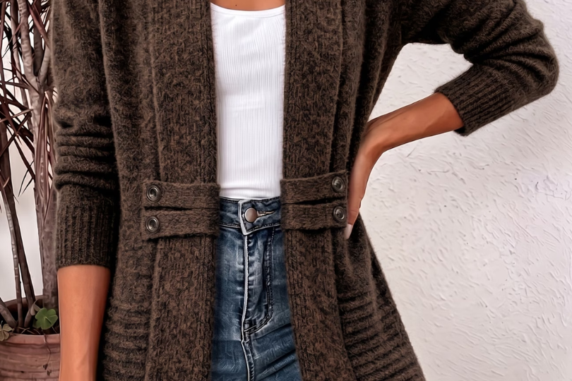Women's Open-Knit Button-Waist Cardigan | Soft Lightweight Layering Cardigan