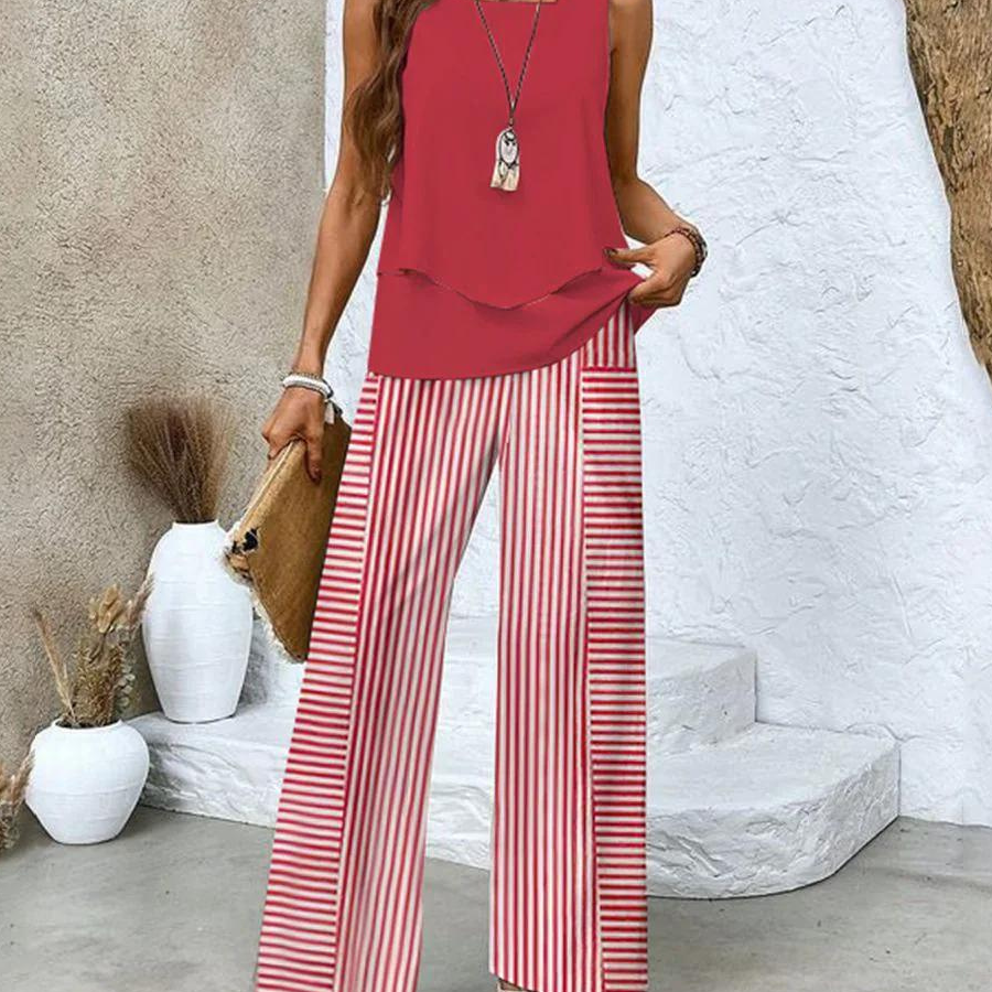 Abigail | Women's Two-Piece Sleeveless Wide Leg Summer Co-Ord Set