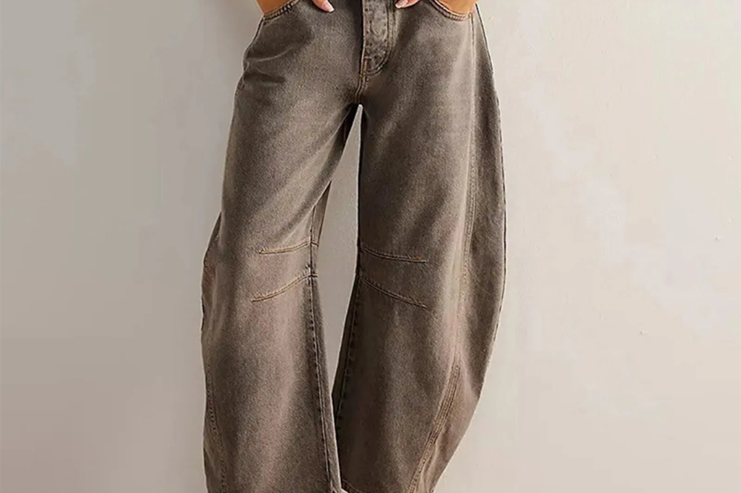 Women's Barrel-Leg Denim Jeans | Relaxed High-Waist Pocket Pants
