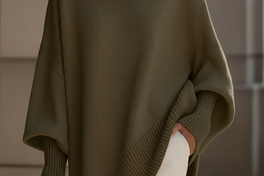 Women's Oversized Wool-Blend Sweater | Relaxed Draped Pullover