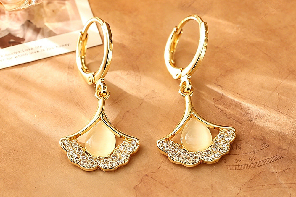 Women's Leaf Drop Earrings | Delicate Gold-Tone Statement Earrings