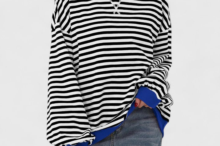 Women's Striped Knit Sweater | Cozy Round-Neck Pullover