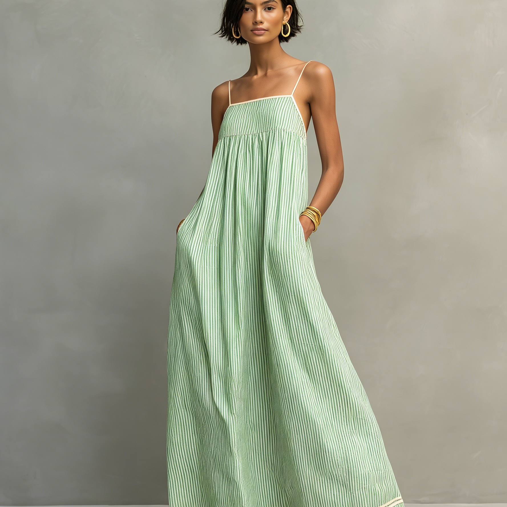 Women's Striped Maxi Dress | Spaghetti Strap Summer Maxi Dress