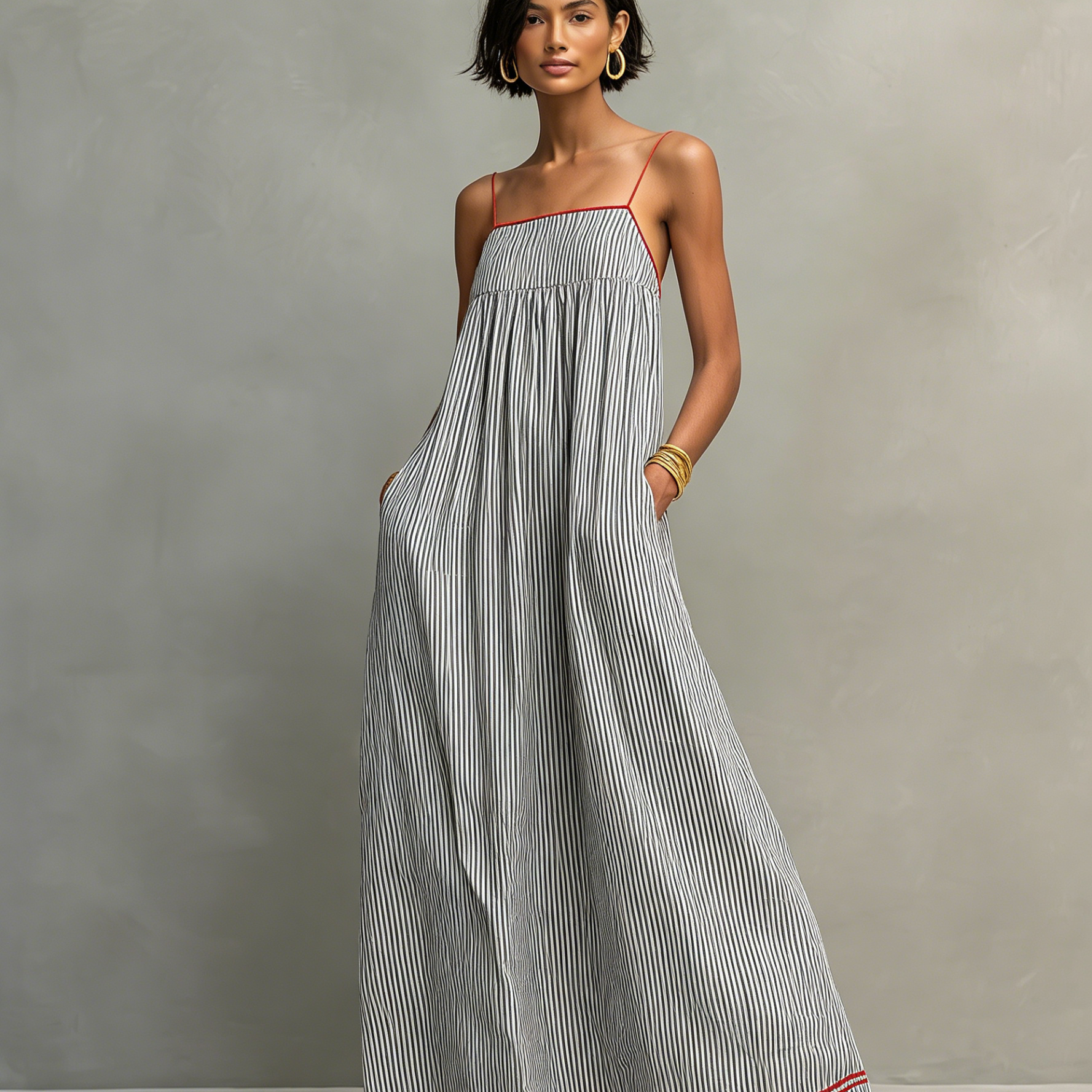 Women's Striped Maxi Dress | Spaghetti Strap Summer Maxi Dress