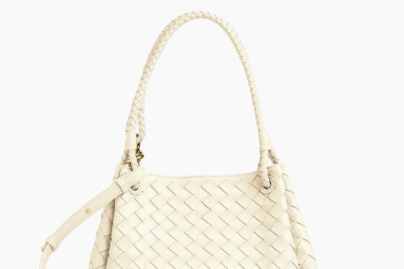 Women's Woven Leather Knot Shoulder Bag | Medium Braided Shoulder Bag