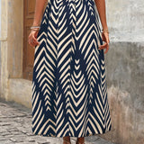 Boho Graphic Print Maxi Skirt front