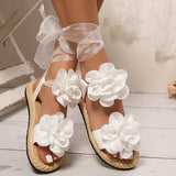 Floral Bow Ankle-Strap Sandals