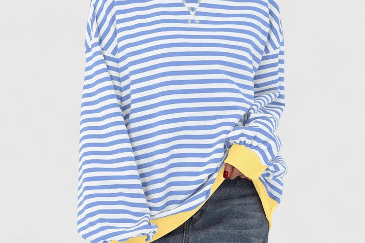 Women's Striped Knit Sweater | Cozy Round-Neck Pullover
