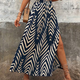 Boho Graphic Print Maxi Skirt
