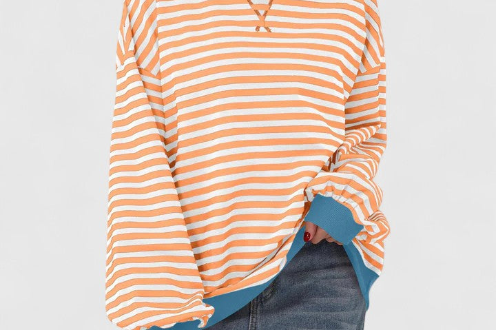 Women's Striped Knit Sweater | Cozy Round-Neck Pullover