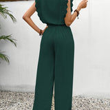 Wide-Leg Lace-Sleeve Jumpsuit detail