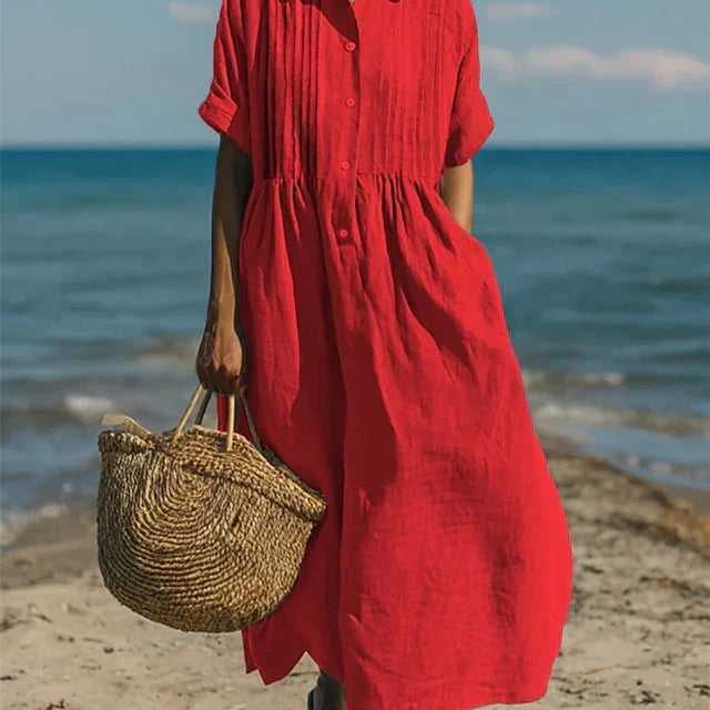 Women's Lightweight Shirt Dress | Airy Button-Front Summer Dress