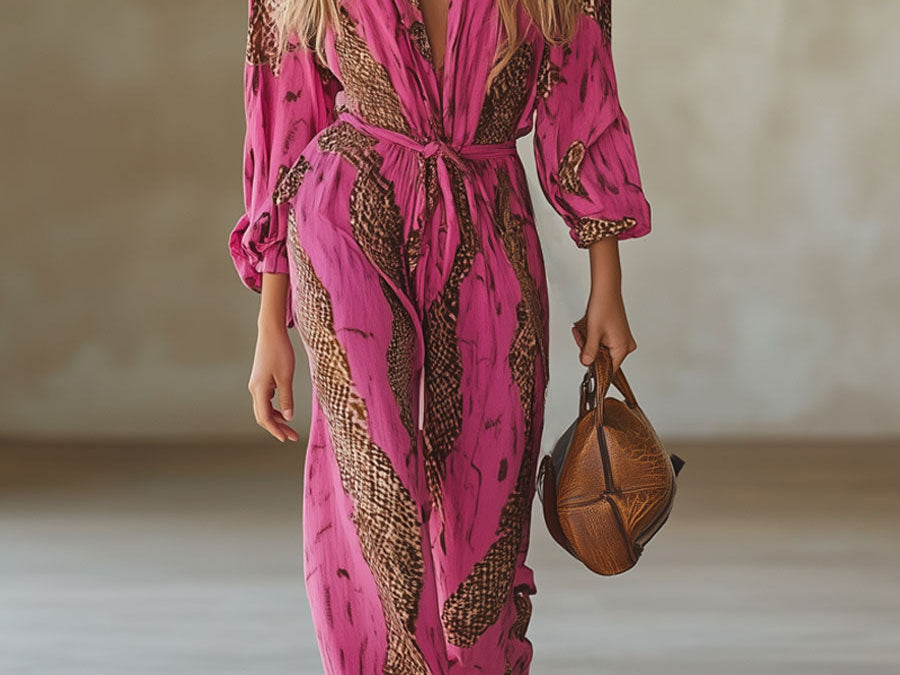 Allegra | Women's Jumpsuit with Flattering Wide-Leg Design | Stylish Leopard Print for Effortless Day-to-Night Transition 0