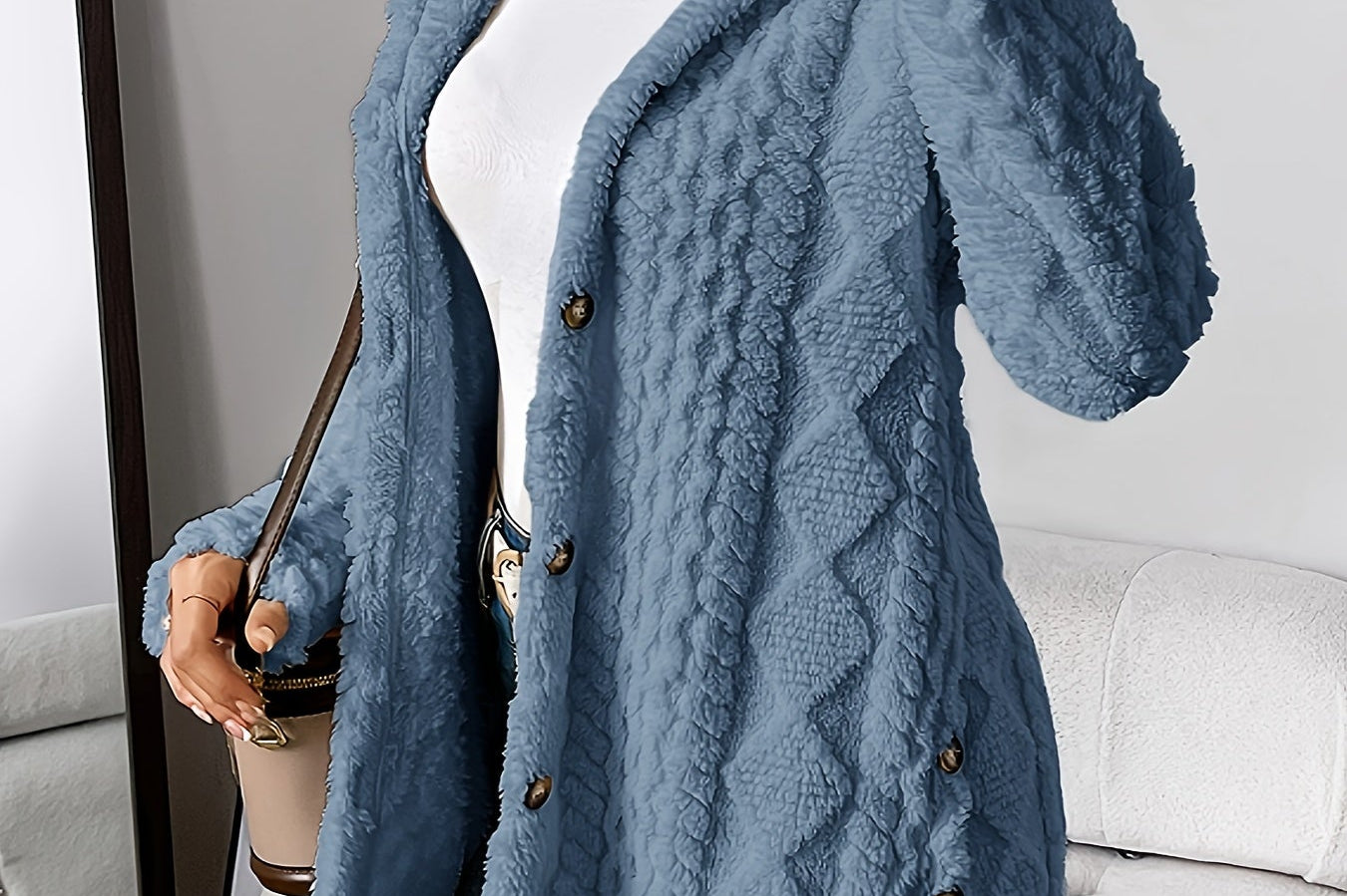 Women's Plush Hooded Cardigan | Cozy Relaxed Fleece Cardigan