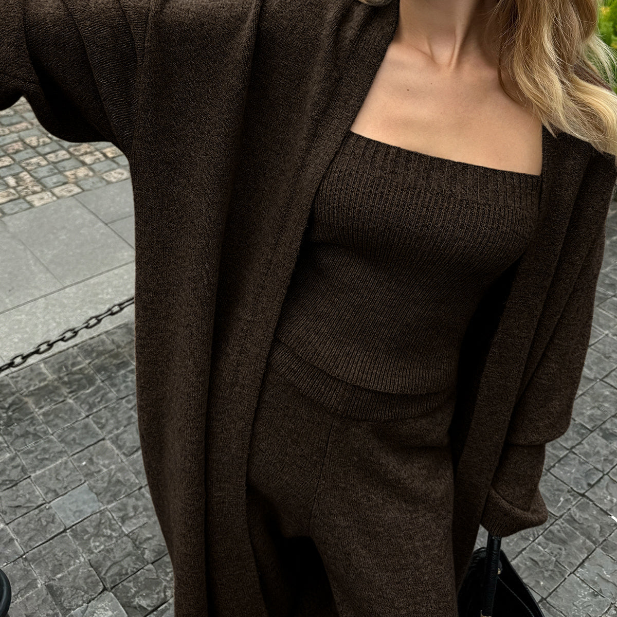 Women's Knit Two-Piece Set | Fitted Top and Matching Pants Set