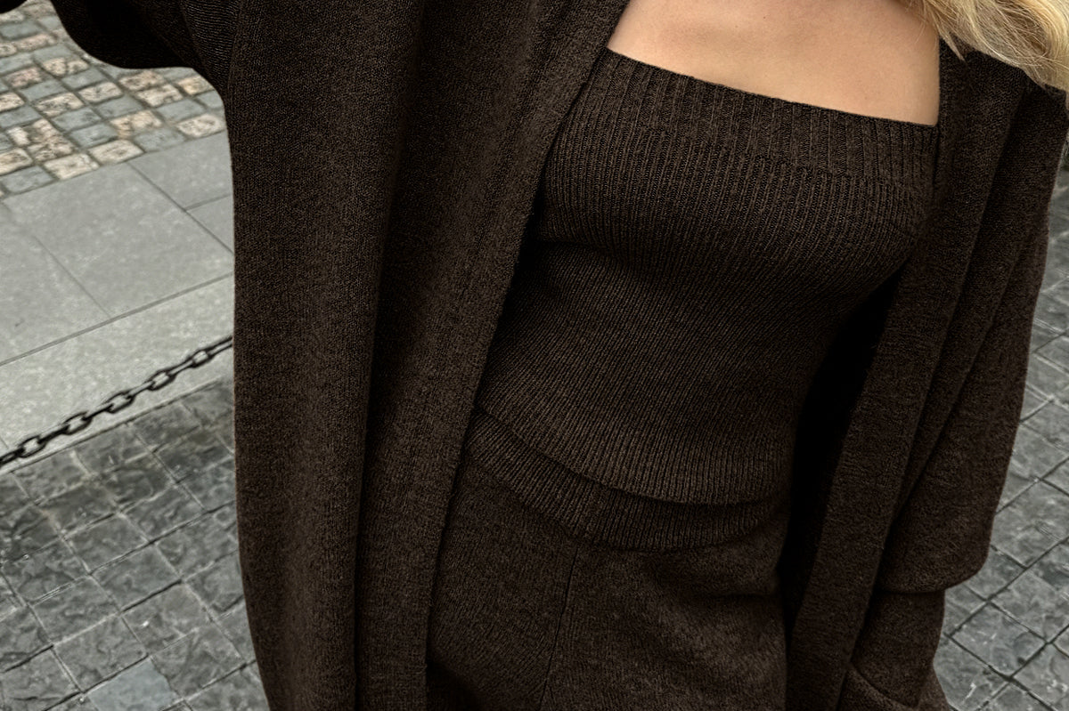 Women's Knit Two-Piece Set | Fitted Top and Matching Pants Set