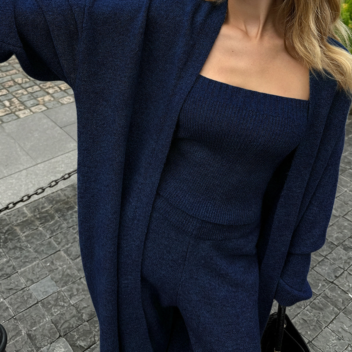 Women's Knit Two-Piece Set | Fitted Top and Matching Pants Set