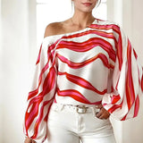 Blouse | Asymmetrical One-Shoulder Design with Elegant Balloon Sleeves 0