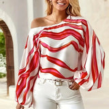 Blouse | Asymmetrical One-Shoulder Design with Elegant Balloon Sleeves 1