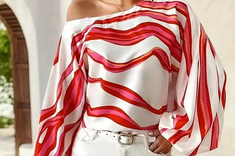 Blouse | Asymmetrical One-Shoulder Design with Elegant Balloon Sleeves 1