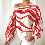 Blouse | Asymmetrical One-Shoulder Design with Elegant Balloon Sleeves 3